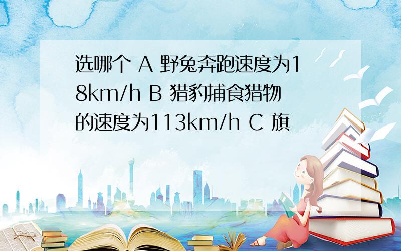 选哪个 A 野兔奔跑速度为18km/h B 猎豹捕食猎物的速度为113km/h C 旗