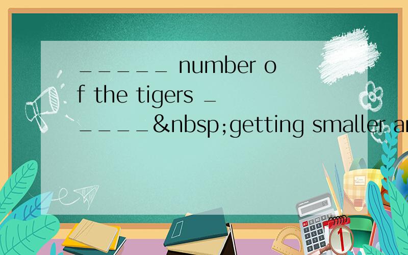 _____ number of the tigers _____ getting smaller and sm