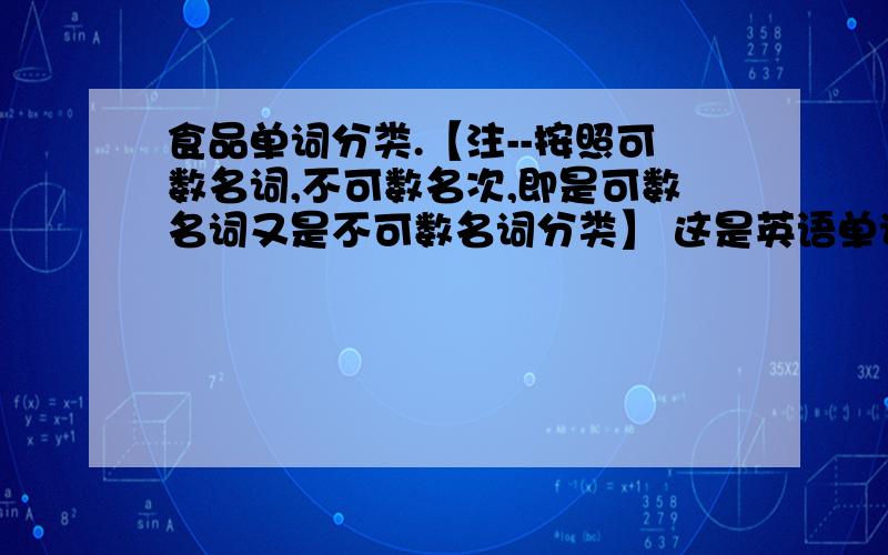 食品单词分类.【注--按照可数名词,不可数名次,即是可数名词又是不可数名词分类】 这是英语单词分类