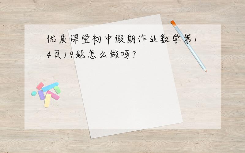 优质课堂初中假期作业数学第14页19题怎么做呀?