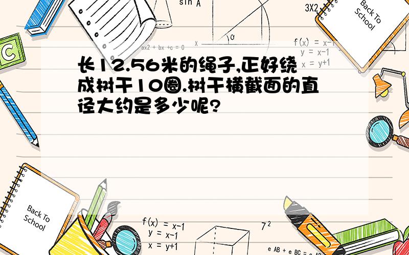 长12.56米的绳子,正好绕成树干10圈.树干横截面的直径大约是多少呢?