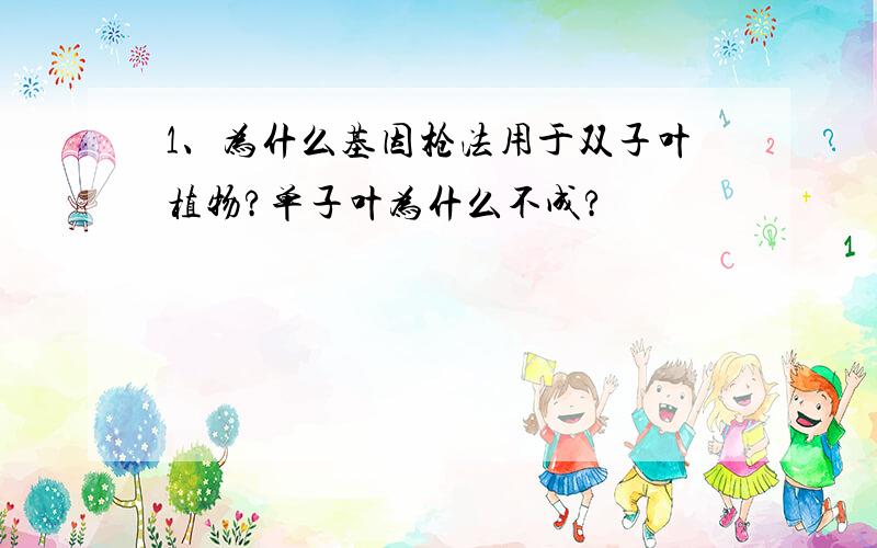 1、为什么基因枪法用于双子叶植物?单子叶为什么不成?