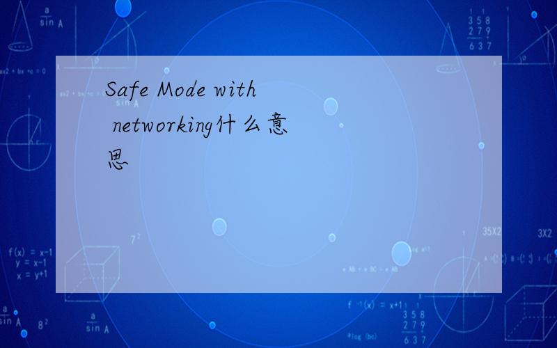 Safe Mode with networking什么意思