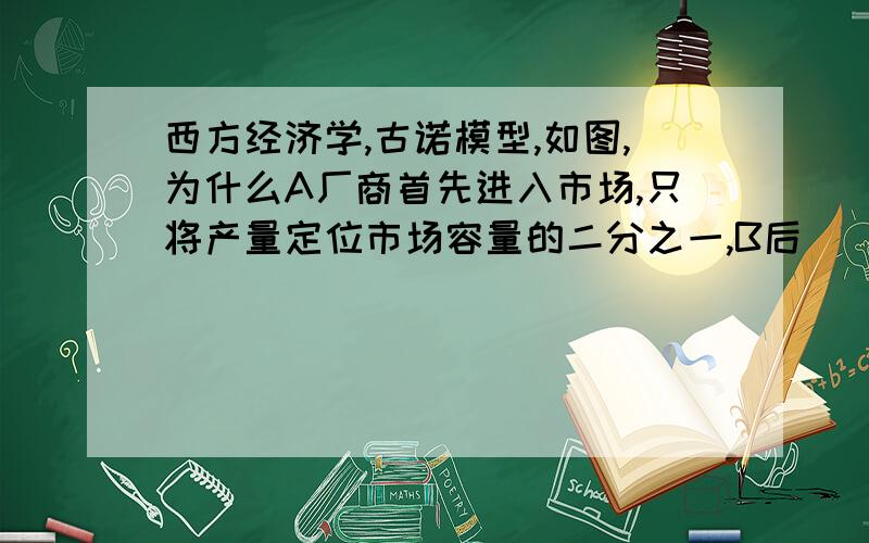 西方经济学,古诺模型,如图,为什么A厂商首先进入市场,只将产量定位市场容量的二分之一,B后