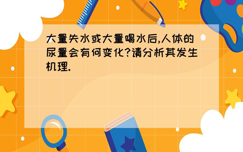 大量失水或大量喝水后,人体的尿量会有何变化?请分析其发生机理.