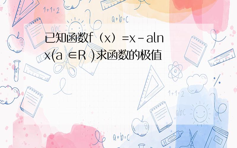 已知函数f（x）=x-alnx(a ∈R )求函数的极值