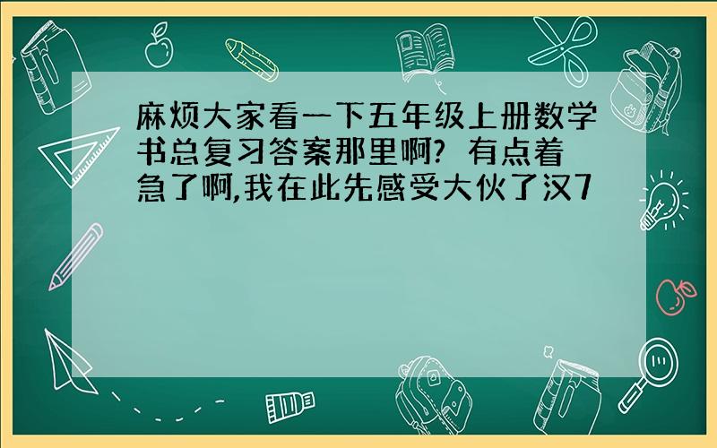 麻烦大家看一下五年级上册数学书总复习答案那里啊?　有点着急了啊,我在此先感受大伙了汉7