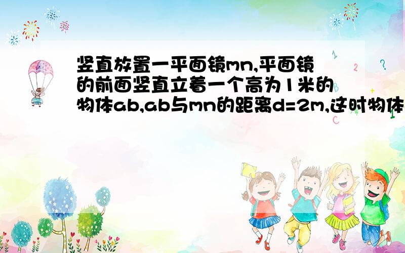 竖直放置一平面镜mn,平面镜的前面竖直立着一个高为1米的物体ab,ab与mn的距离d=2m,这时物体ab像高是多少