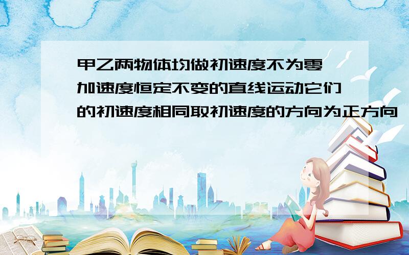 甲乙两物体均做初速度不为零,加速度恒定不变的直线运动它们的初速度相同取初速度的方向为正方向,甲物体的