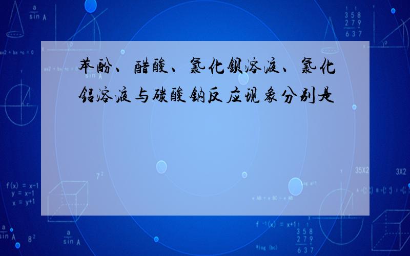 苯酚、醋酸、氯化钡溶液、氯化铝溶液与碳酸钠反应现象分别是