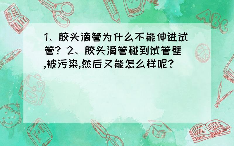 1、胶头滴管为什么不能伸进试管? 2、胶头滴管碰到试管壁,被污染,然后又能怎么样呢?