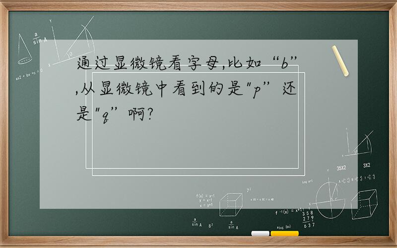 通过显微镜看字母,比如“b”,从显微镜中看到的是