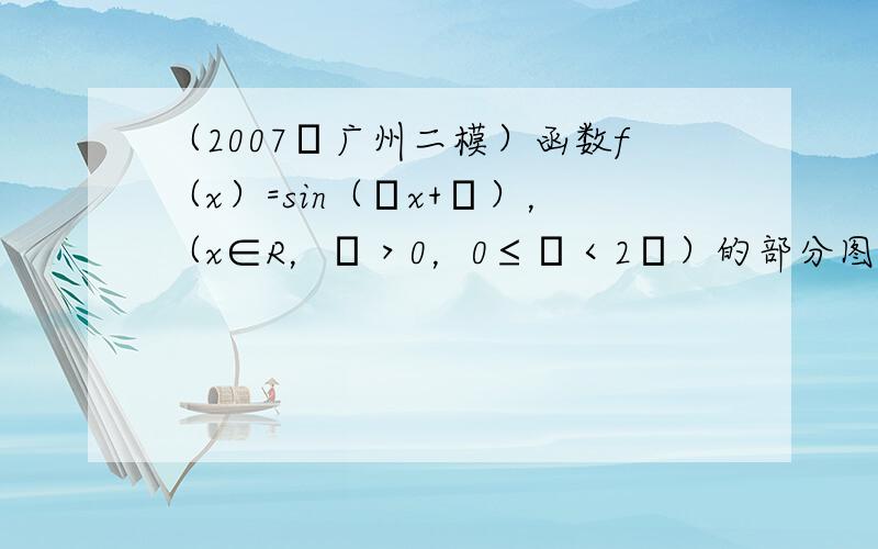 （2007•广州二模）函数f（x）=sin（ωx+ϕ），（x∈R，ω＞0，0≤ϕ＜2π）的部分图象如图所示，则ω=π4