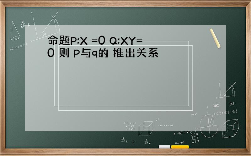 命题P:X =0 Q:XY=0 则 P与q的 推出关系