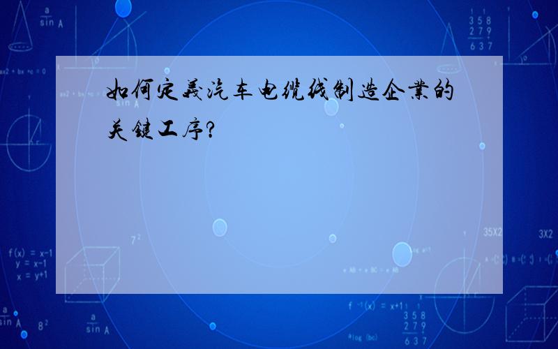 如何定义汽车电缆线制造企业的关键工序?