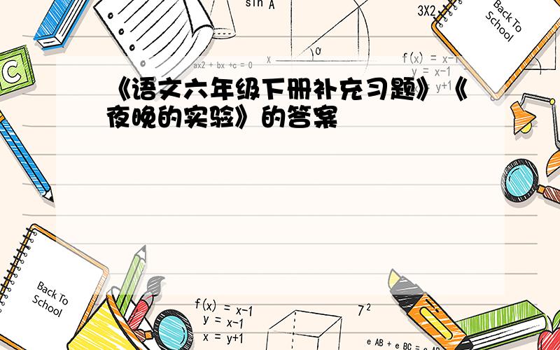 《语文六年级下册补充习题》《夜晚的实验》的答案