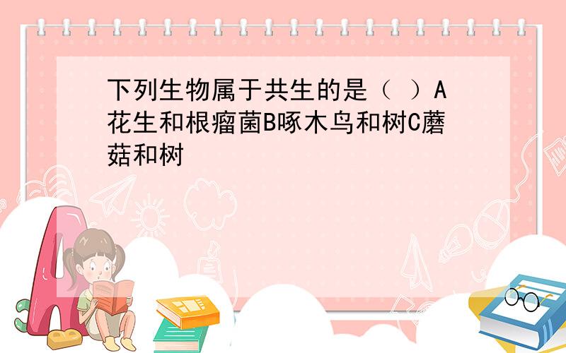 下列生物属于共生的是（ ）A花生和根瘤菌B啄木鸟和树C蘑菇和树