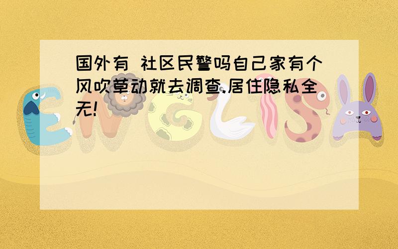 国外有 社区民警吗自己家有个风吹草动就去调查.居住隐私全无!