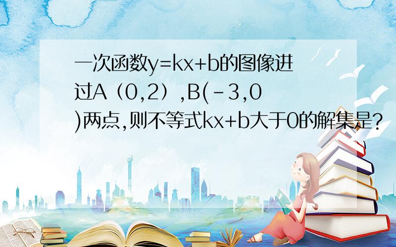 一次函数y=kx+b的图像进过A（0,2）,B(-3,0)两点,则不等式kx+b大于0的解集是?