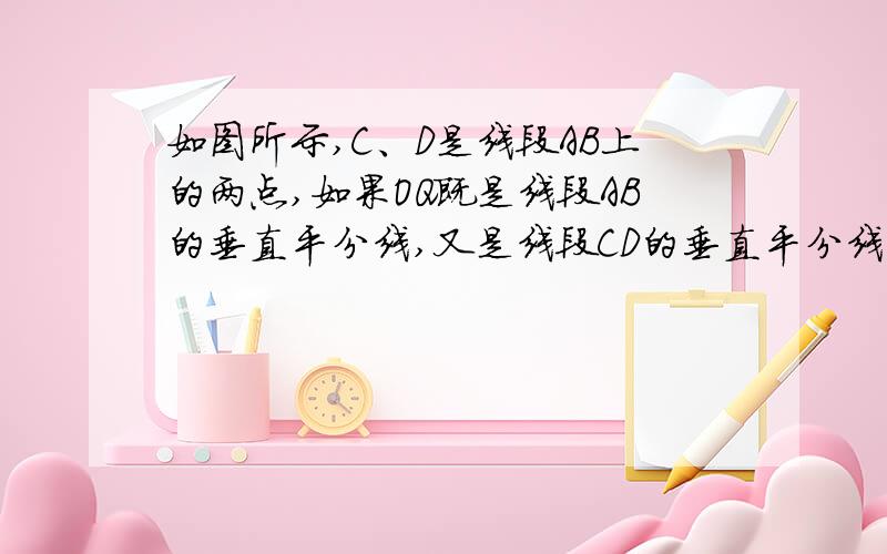 如图所示,C、D是线段AB上的两点,如果OQ既是线段AB的垂直平分线,又是线段CD的垂直平分线,那么△OAC与