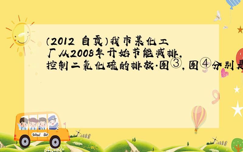 （2012•自贡）我市某化工厂从2008年开始节能减排，控制二氧化硫的排放．图③，图④分别是该厂2008-2011年二氧