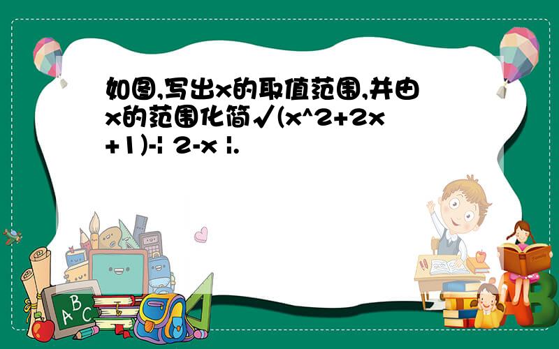 如图,写出x的取值范围,并由x的范围化简√(x^2+2x+1)-| 2-x |.