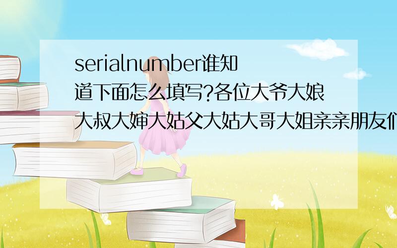 serialnumber谁知道下面怎么填写?各位大爷大娘大叔大婶大姑父大姑大哥大姐亲亲朋友们看在都是中国人