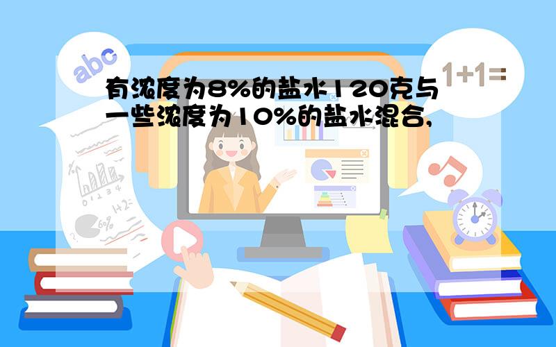 有浓度为8%的盐水120克与一些浓度为10%的盐水混合,