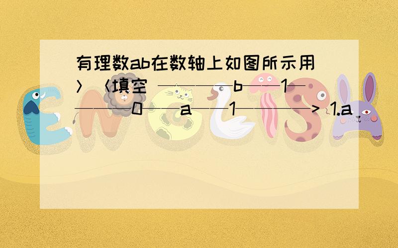 有理数ab在数轴上如图所示用＞＜填空 ————b——1————0——a——1————> 1.a