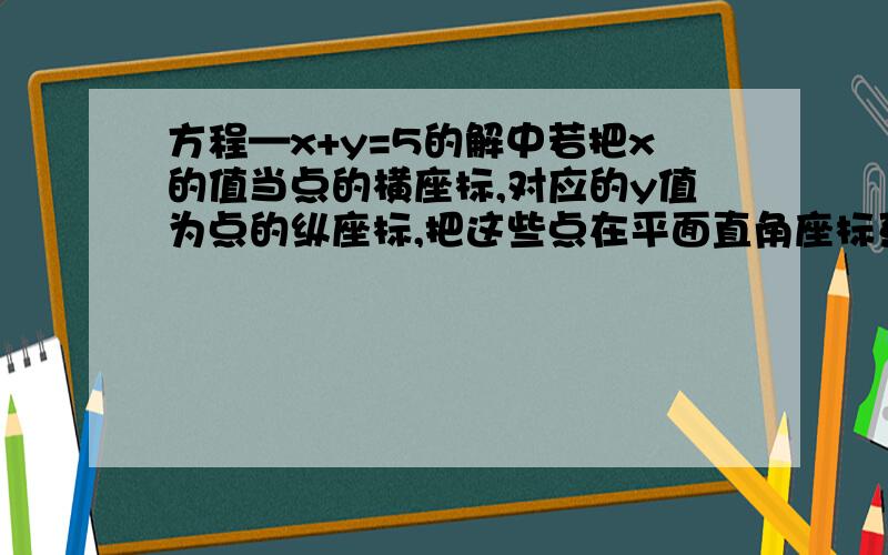 方程—x+y=5的解中若把x的值当点的横座标,对应的y值为点的纵座标,把这些点在平面直角座标系中描出来,