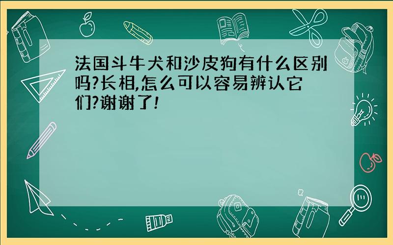 法国斗牛犬和沙皮狗有什么区别吗?长相,怎么可以容易辨认它们?谢谢了!