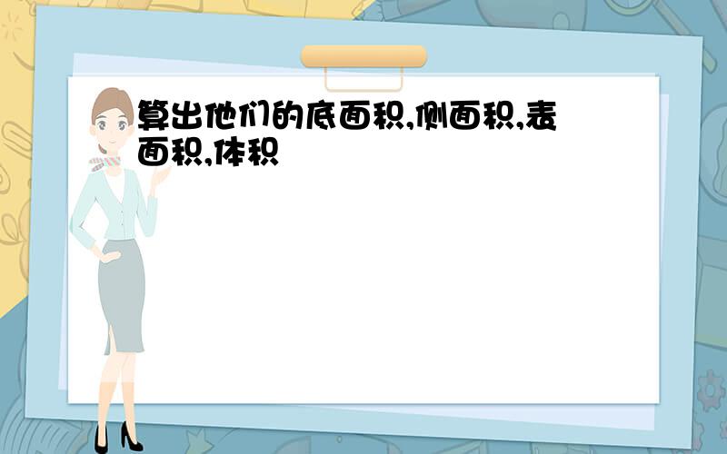 算出他们的底面积,侧面积,表面积,体积