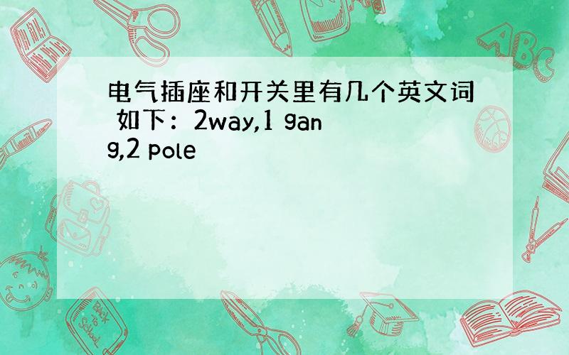 电气插座和开关里有几个英文词 如下：2way,1 gang,2 pole