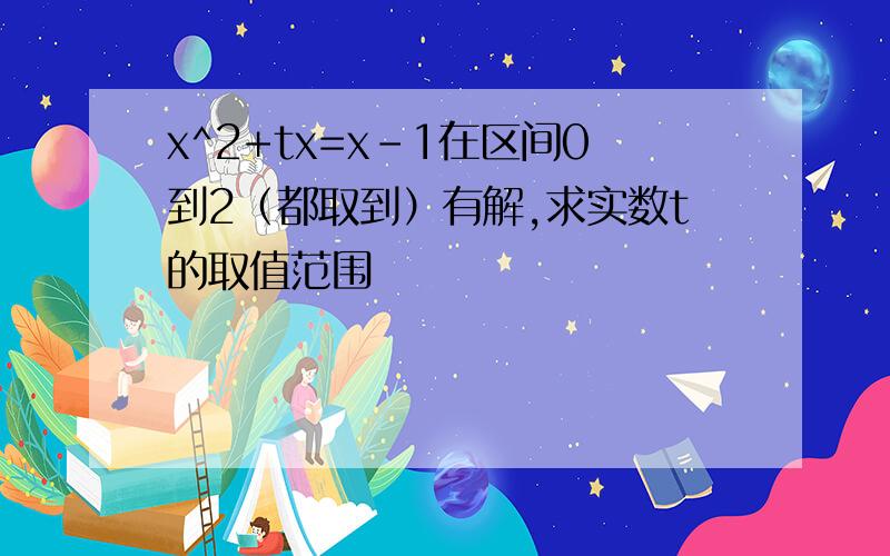 x^2+tx=x-1在区间0到2（都取到）有解,求实数t的取值范围