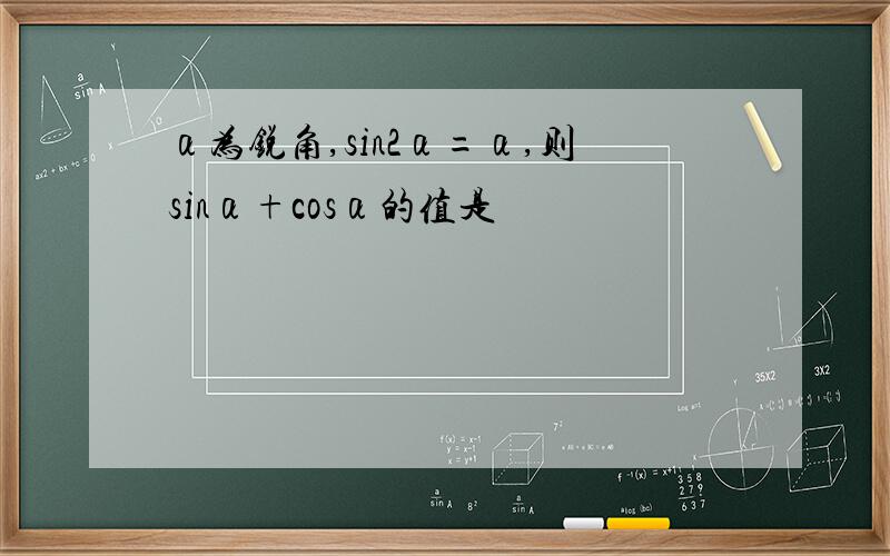 α为锐角,sin2α=α,则sinα+cosα的值是