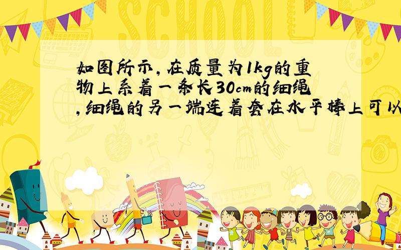 如图所示，在质量为1kg的重物上系着一条长30cm的细绳，细绳的另一端连着套在水平棒上可以滑动的圆环，环与棒间的动摩擦因