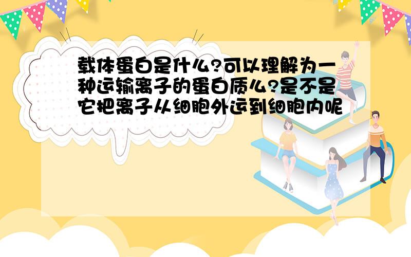 载体蛋白是什么?可以理解为一种运输离子的蛋白质么?是不是它把离子从细胞外运到细胞内呢