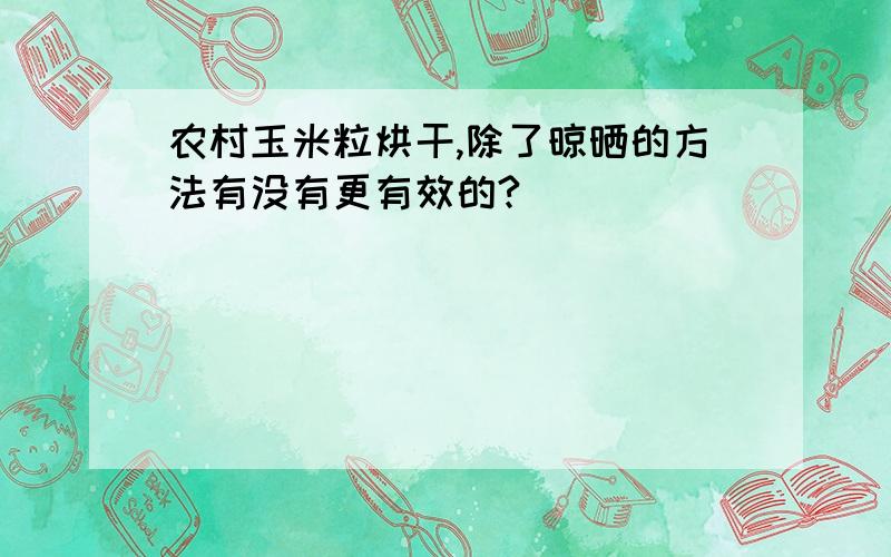 农村玉米粒烘干,除了晾晒的方法有没有更有效的?