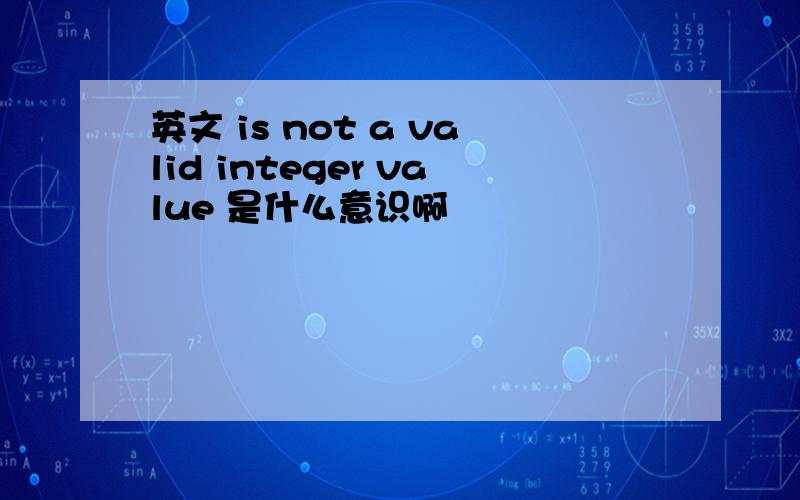 英文 is not a valid integer value 是什么意识啊