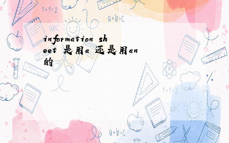 information sheet 是用a 还是用an 的