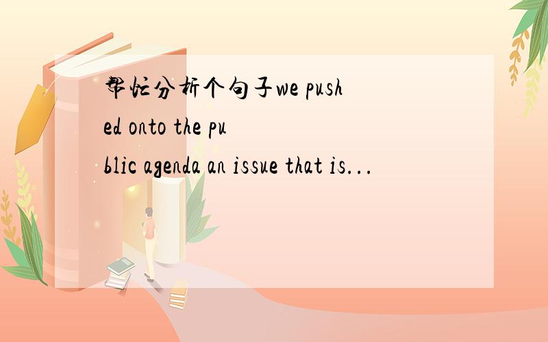 帮忙分析个句子we pushed onto the public agenda an issue that is...