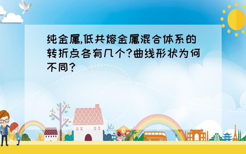 纯金属,低共熔金属混合体系的转折点各有几个?曲线形状为何不同?