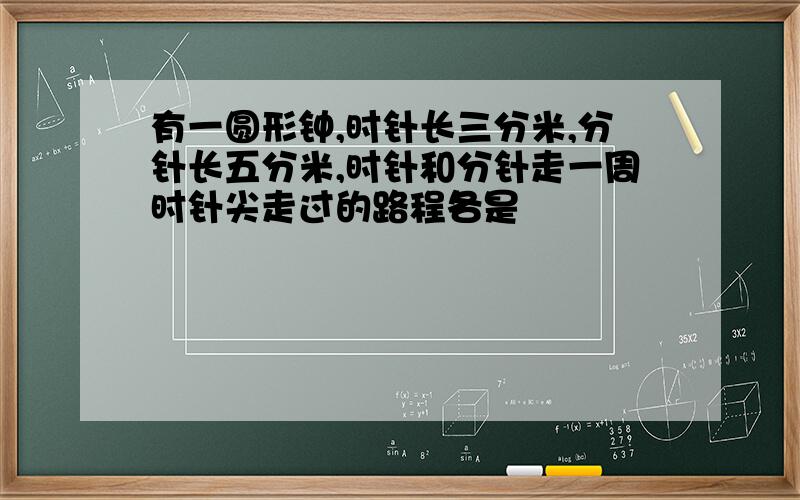 有一圆形钟,时针长三分米,分针长五分米,时针和分针走一周时针尖走过的路程各是