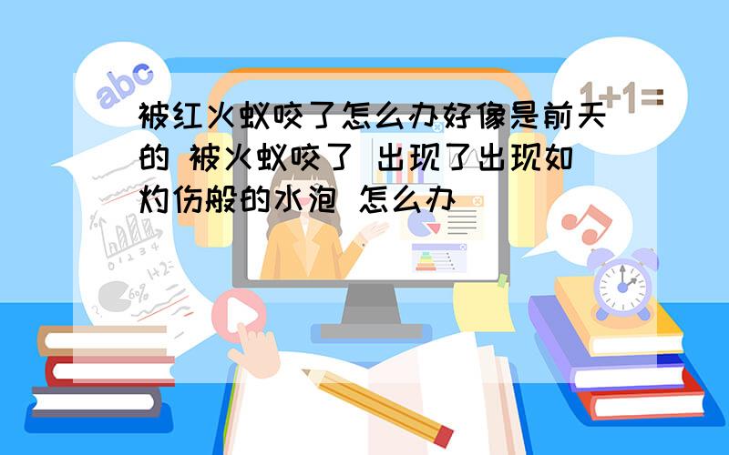 被红火蚁咬了怎么办好像是前天的 被火蚁咬了 出现了出现如灼伤般的水泡 怎么办