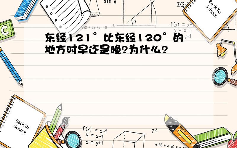 东经121°比东经120°的地方时早还是晚?为什么?