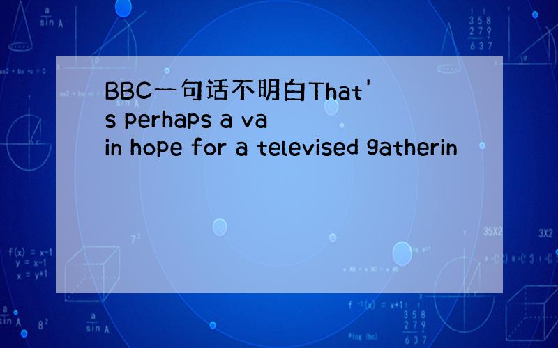 BBC一句话不明白That's perhaps a vain hope for a televised gatherin