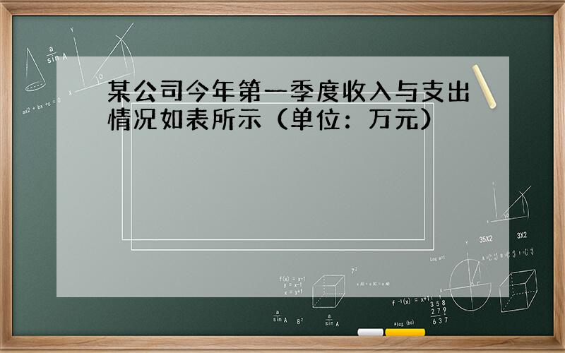 某公司今年第一季度收入与支出情况如表所示（单位：万元）