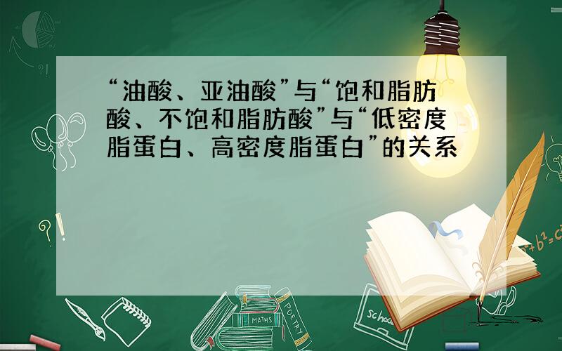 “油酸、亚油酸”与“饱和脂肪酸、不饱和脂肪酸”与“低密度脂蛋白、高密度脂蛋白”的关系