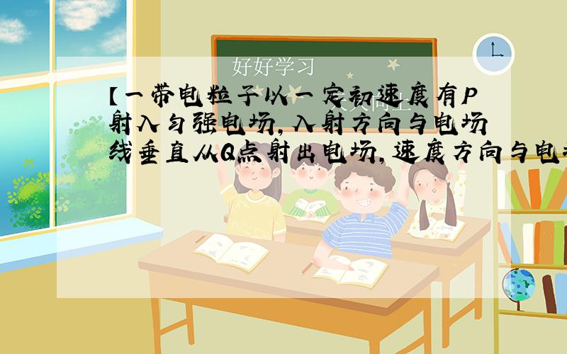 【一带电粒子以一定初速度有P射入匀强电场,入射方向与电场线垂直从Q点射出电场,速度方向与电场