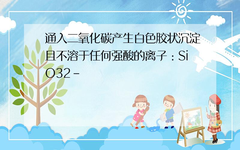 通入二氧化碳产生白色胶状沉淀且不溶于任何强酸的离子：SiO32-